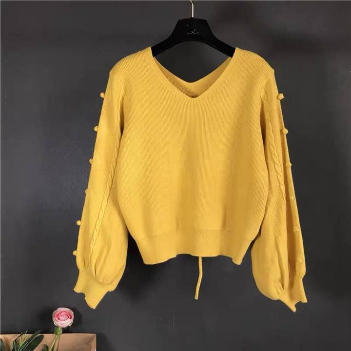 بلوز  کراپ بافت آستین دار